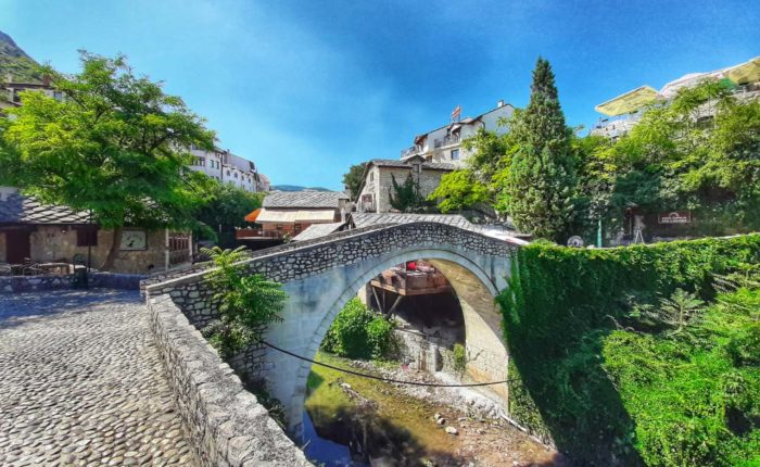 Kriva Ćuprija (Crooked Bridge) in Mostar, Bosnia and Herzegovina