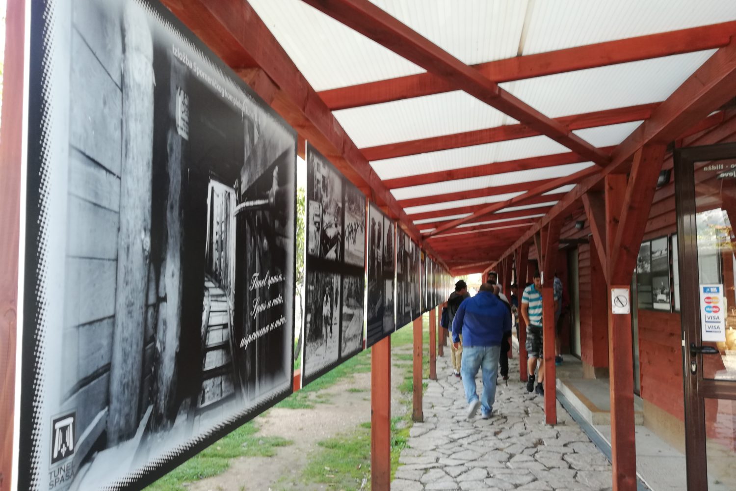 Photo exhibition at the entrance of the Tunnel of Hope in Sarajevo