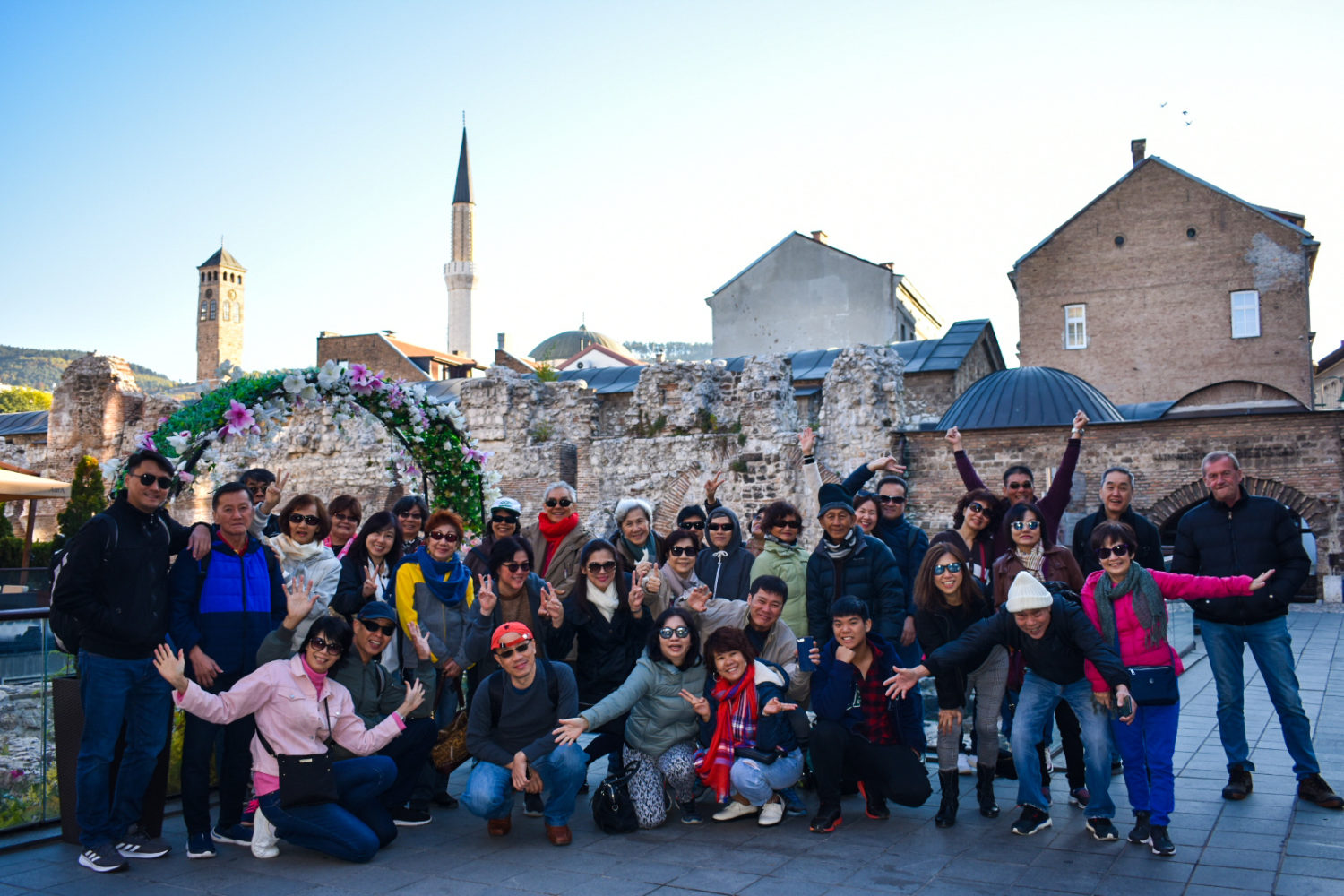 Tourists enjoying a guided tour in Sarajevo
