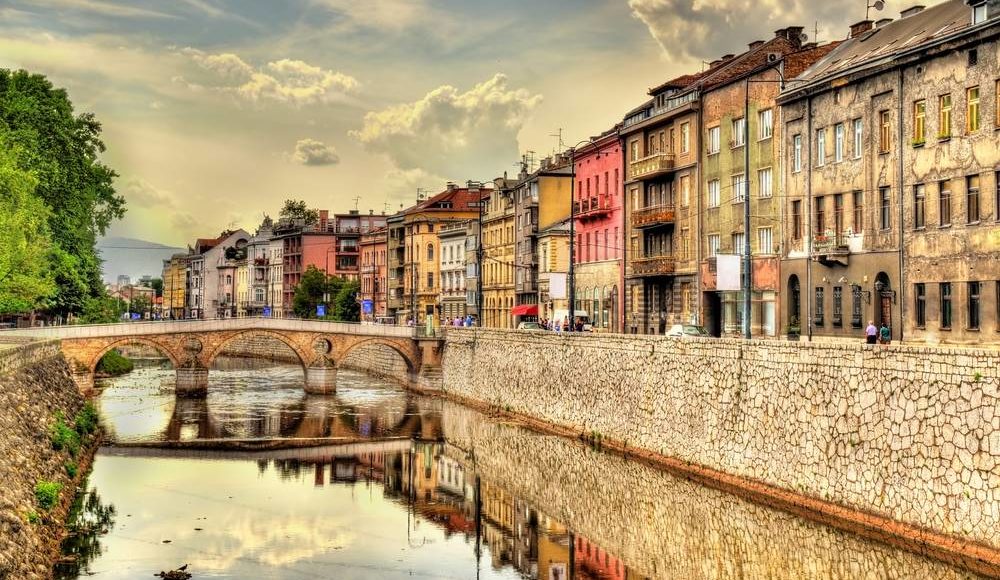 Latin Bridge and Miljacka River, Sarajevo