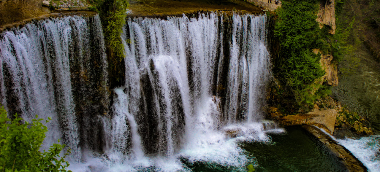 Scenic view of the waterfall in Jajce