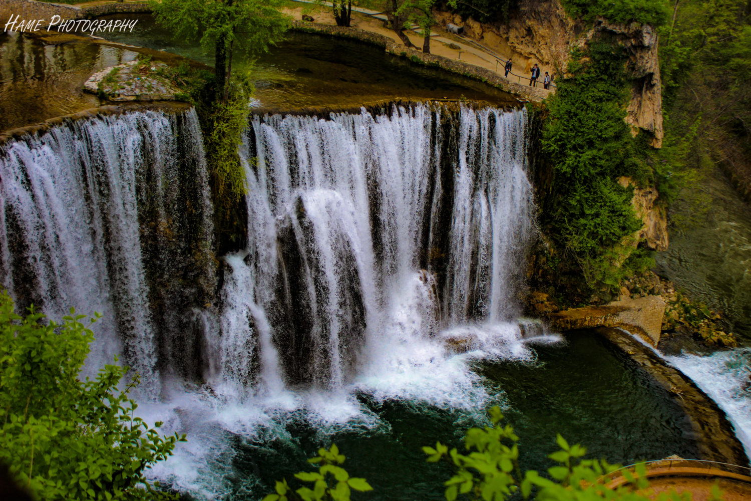 Scenic view of the waterfall in Jajce