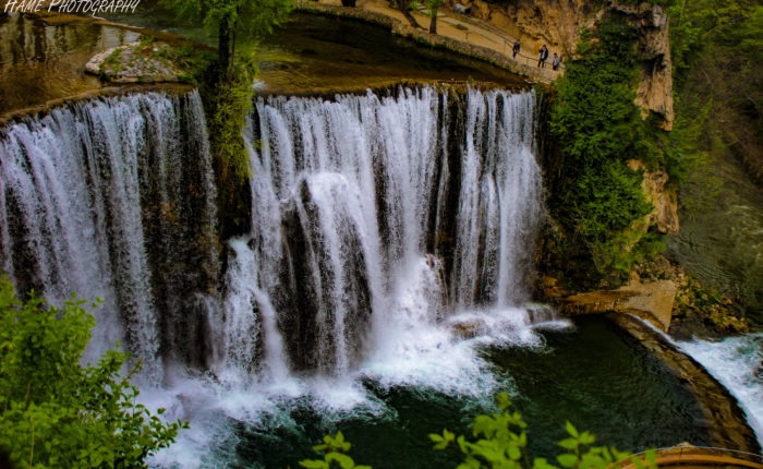 Scenic view of the waterfall in Jajce