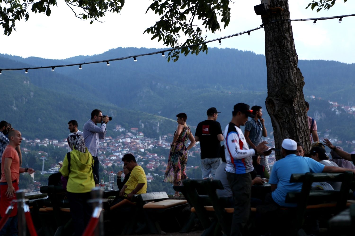Tourists gathering at the Yellow Fort (Žuta Tabija) in Sarajevo