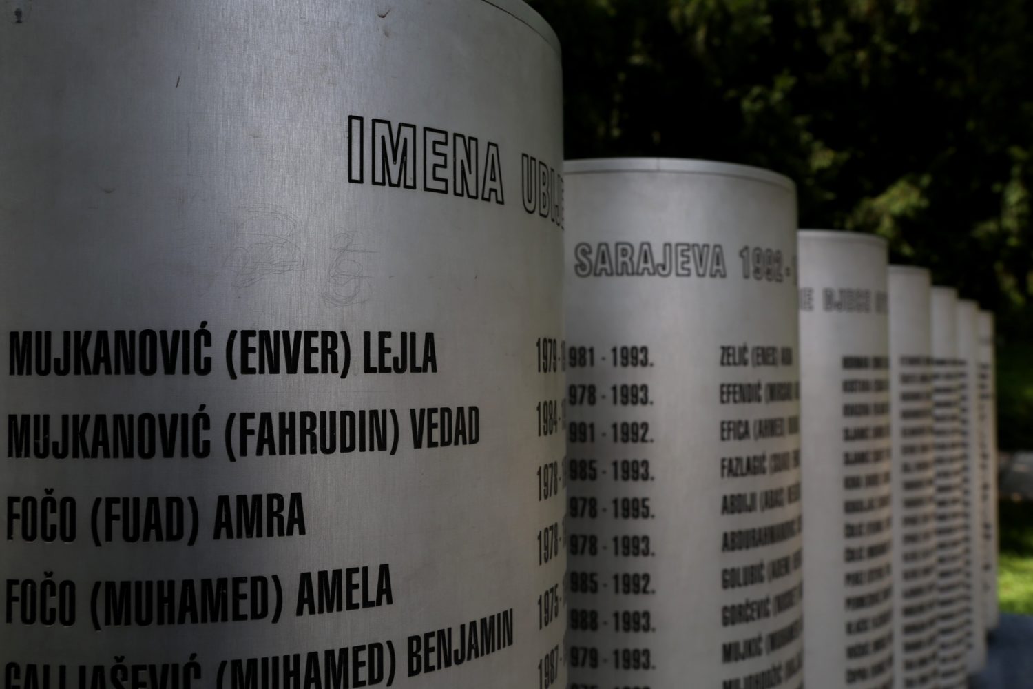 Names of children killed during the siege of Sarajevo, part of the memorial to murdered children