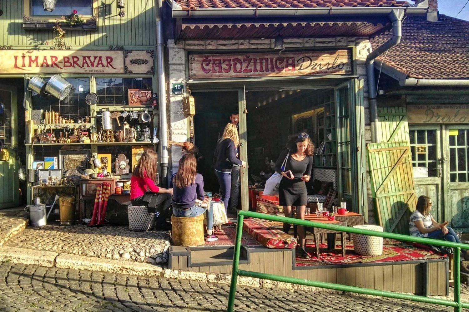 Traditional Sarajevo street Kovači with cafes and artisan shops