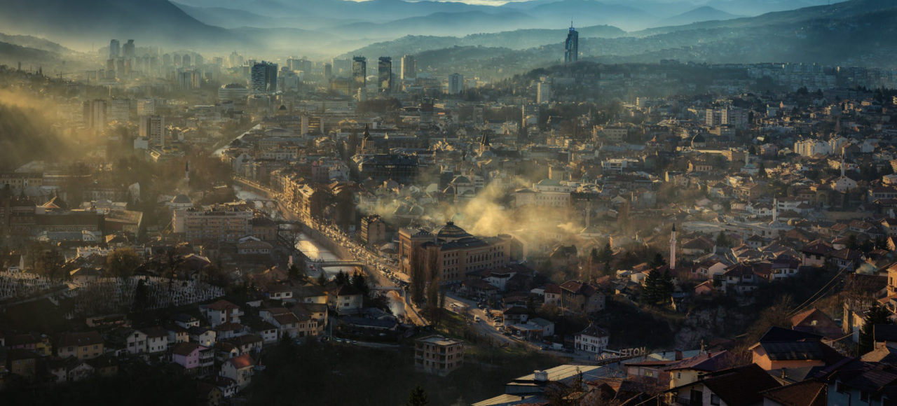 Panoramic view of Sarajevo with historic architecture