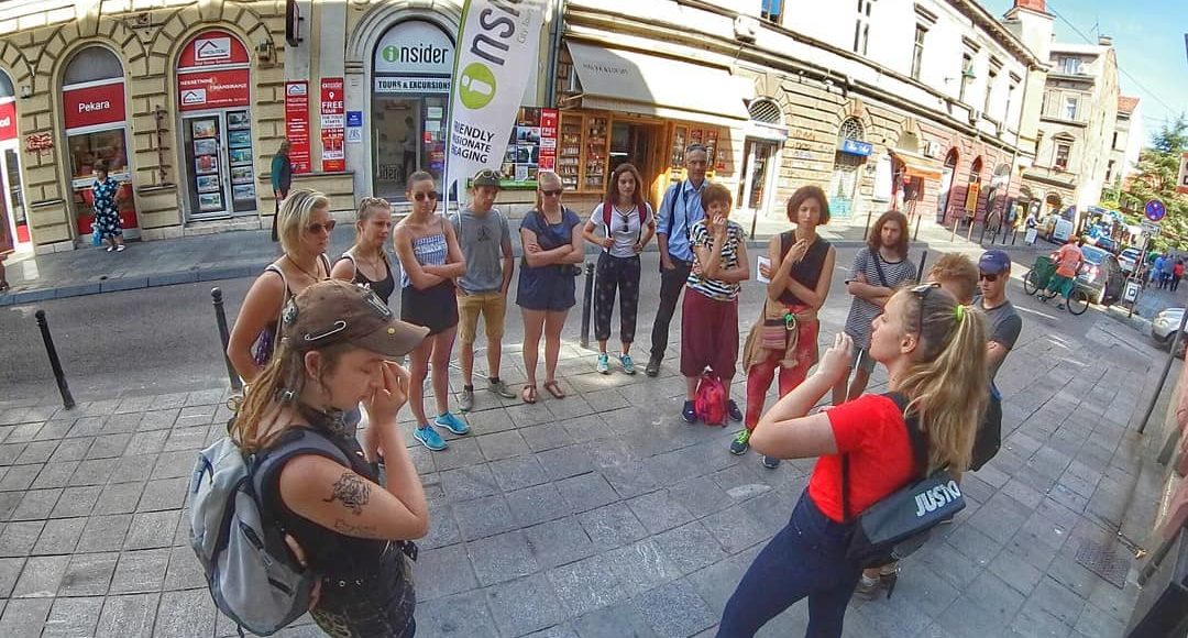 Group of tourists on a Free Walking Tour in Sarajevo