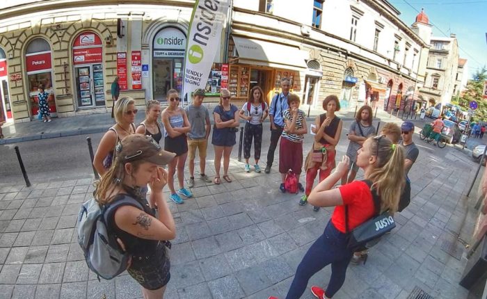 Group of tourists on a Free Walking Tour in Sarajevo